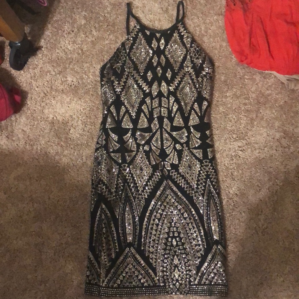 Black and gold cocktail/homecoming dress